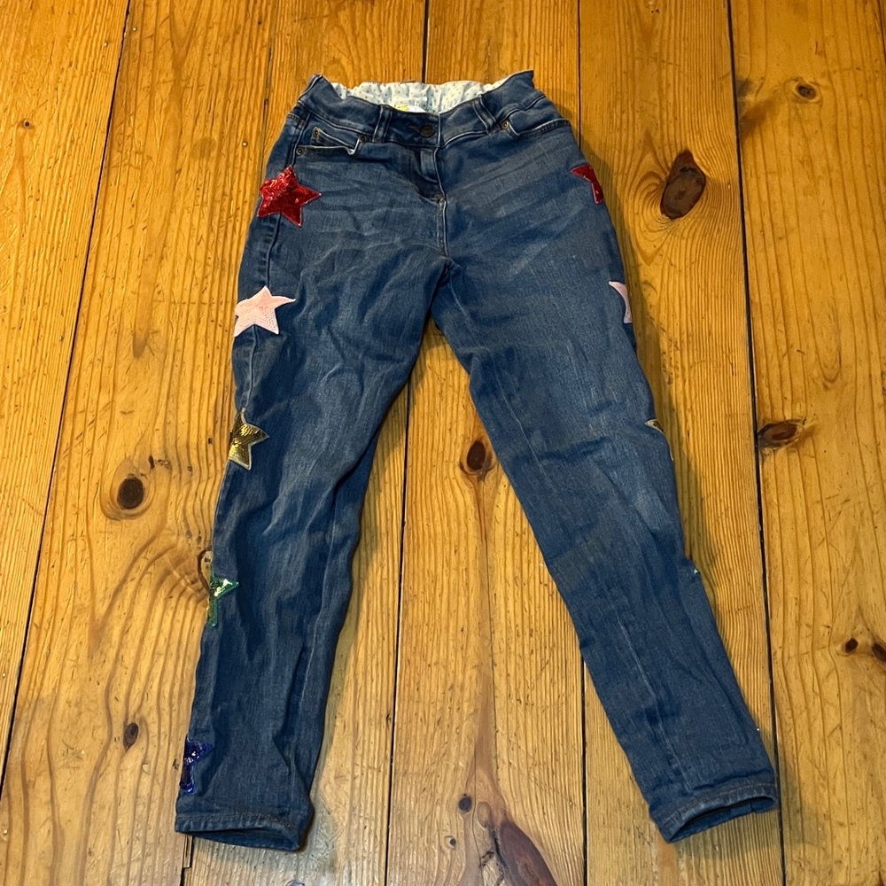 Mini Boden Blue Jeans with Colorful Star Patches